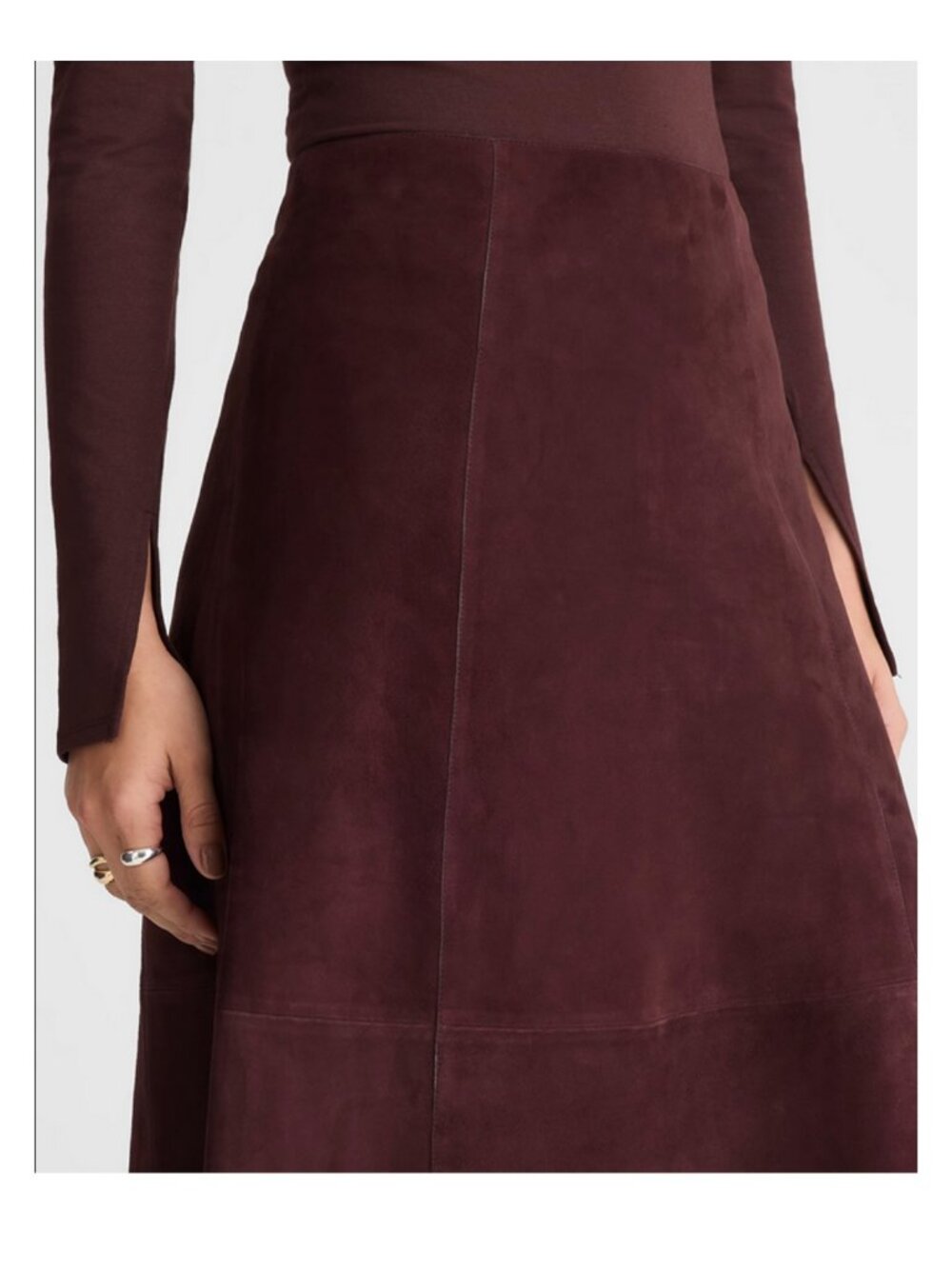 Madewell Seamed Suede Midi Circle Skirt Sample - Size 6 - NWT - Picture 9 of 9